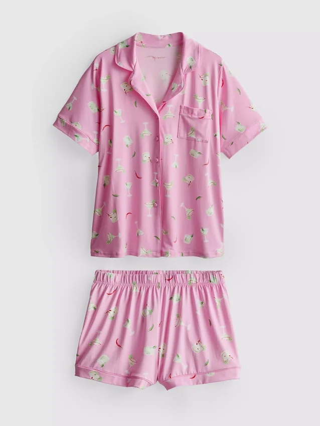 Painetut lyhyet boyfriend-pyjamat