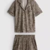 Painetut lyhyet boyfriend-pyjamat
