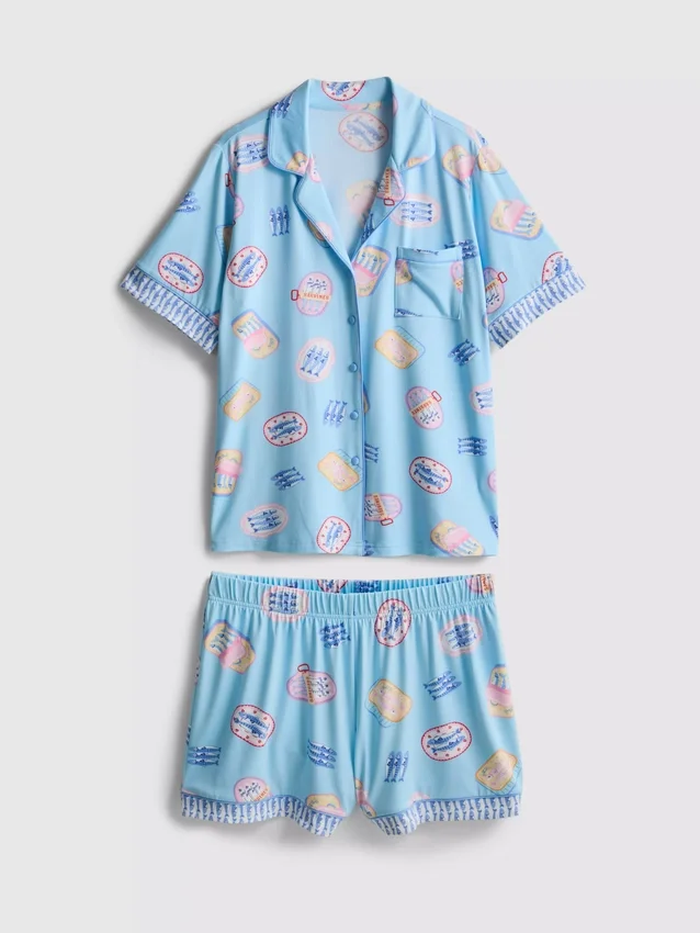 Painetut lyhyet boyfriend-pyjamat