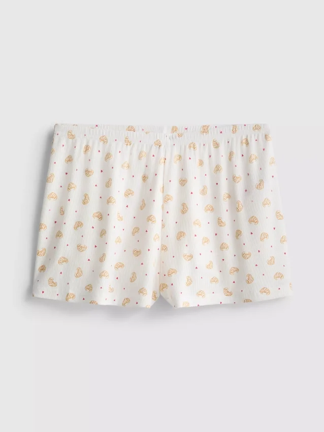 Painetut ribbineulotut pyjamat-shortsit