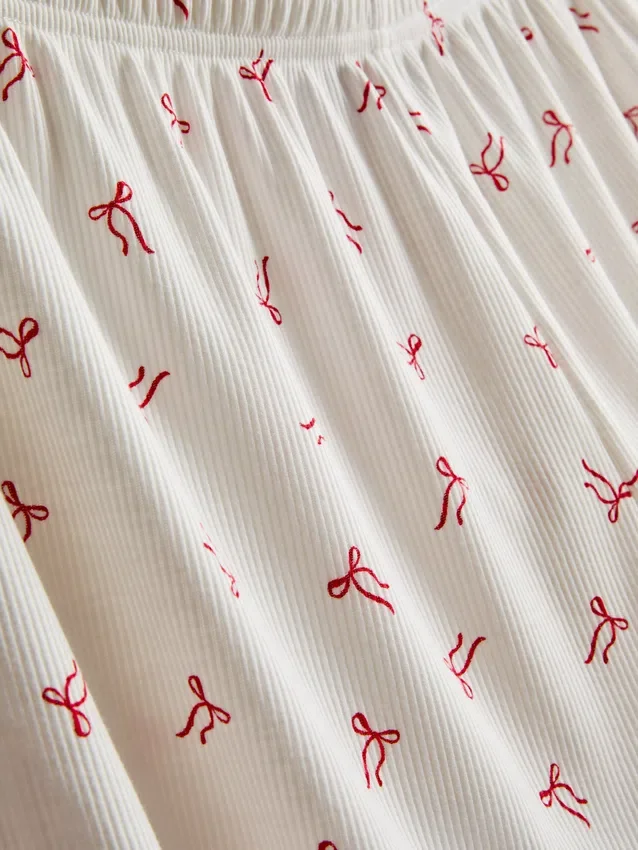 Painetut ribbineulotut pyjamat-shortsit