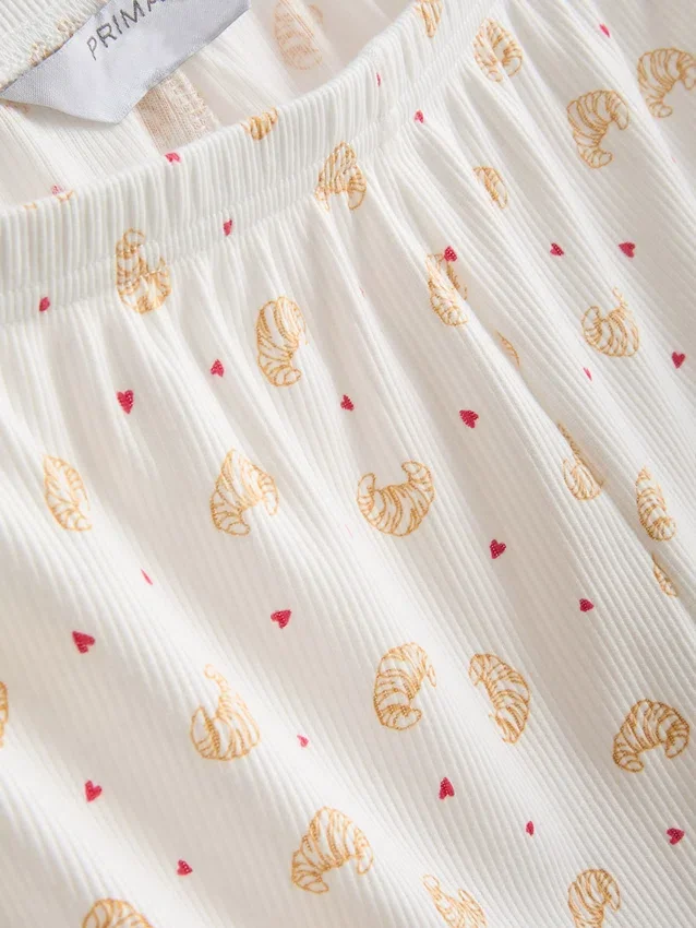 Painetut ribbineulotut pyjamat-shortsit
