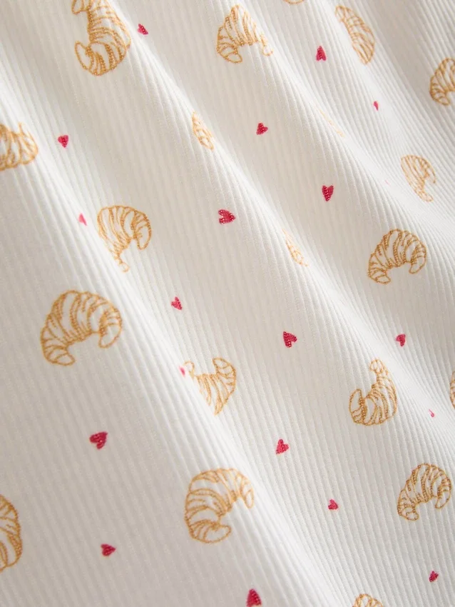 Painetut ribbineulotut pyjamat-shortsit