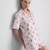 Painetut teddy-tyyliset boyfriend-lyhyet pyjamat