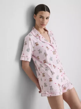 Painetut teddy-tyyliset boyfriend-lyhyet pyjamat