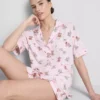Painetut teddy-tyyliset boyfriend-lyhyet pyjamat