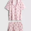 Painetut teddy-tyyliset boyfriend-lyhyet pyjamat