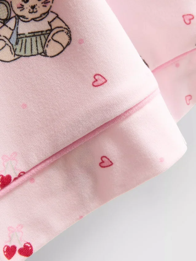 Painetut teddy-tyyliset boyfriend-lyhyet pyjamat