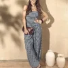 Paula Echevarría -gingham-ruusukoristeinen bandeau-toppi