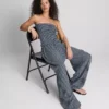 Paula Echevarría -gingham-ruusukoristeinen bandeau-toppi