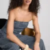 Paula Echevarría -gingham-ruusukoristeinen bandeau-toppi