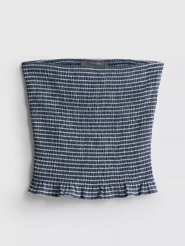 Paula Echevarría -gingham-ruusukoristeinen bandeau-toppi