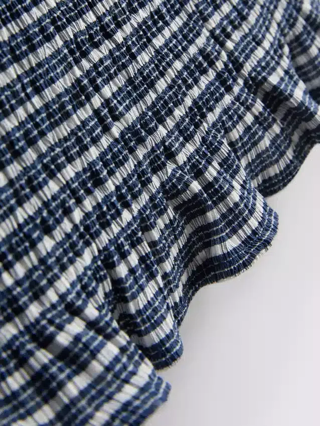 Paula Echevarría -gingham-ruusukoristeinen bandeau-toppi