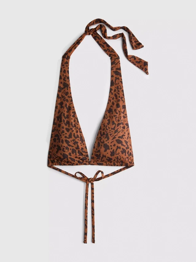 Paula Echevarría -leopardikuvioinen halterneck-bikinitoppi