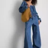 Paula Echevarría -puuvillapitoiset denimhousut, leveät lahkeet