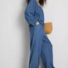 Paula Echevarría -puuvillapitoiset denimhousut, leveät lahkeet