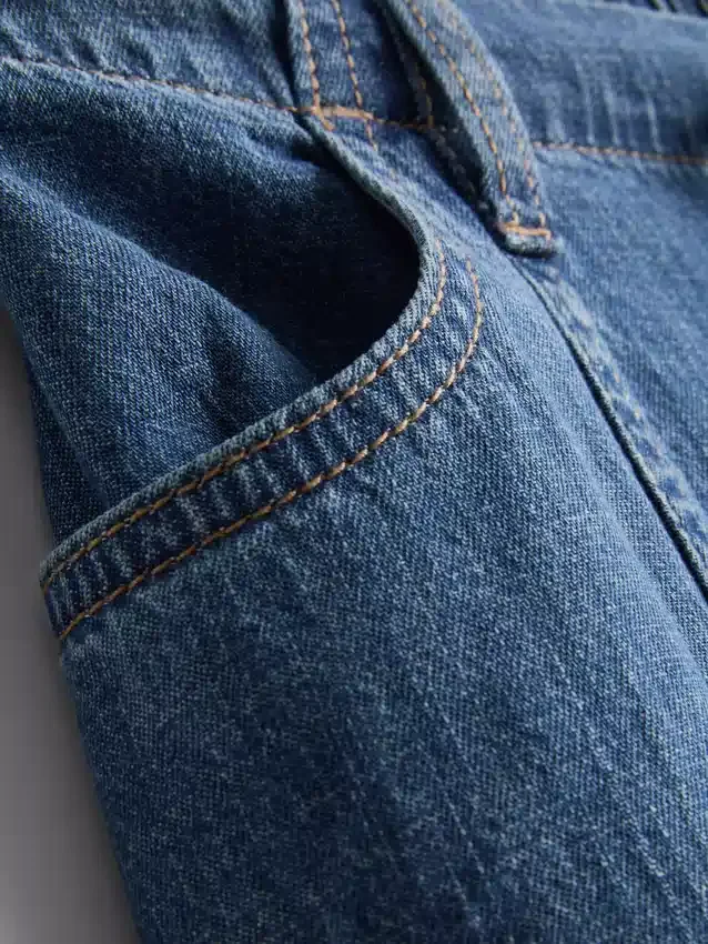 Paula Echevarría -puuvillapitoiset denimhousut, leveät lahkeet