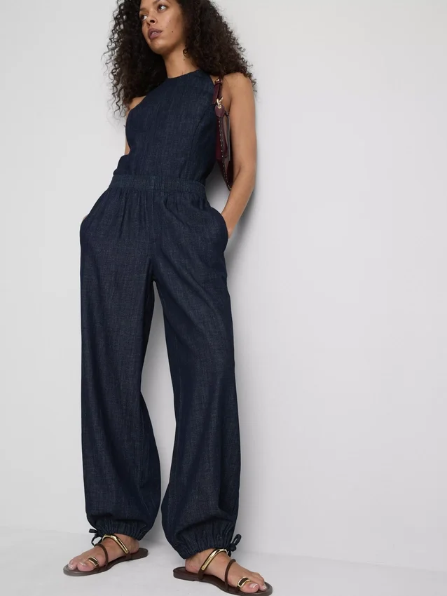 Paula Echevarrían puuvillapitoiset denim-harem-housut