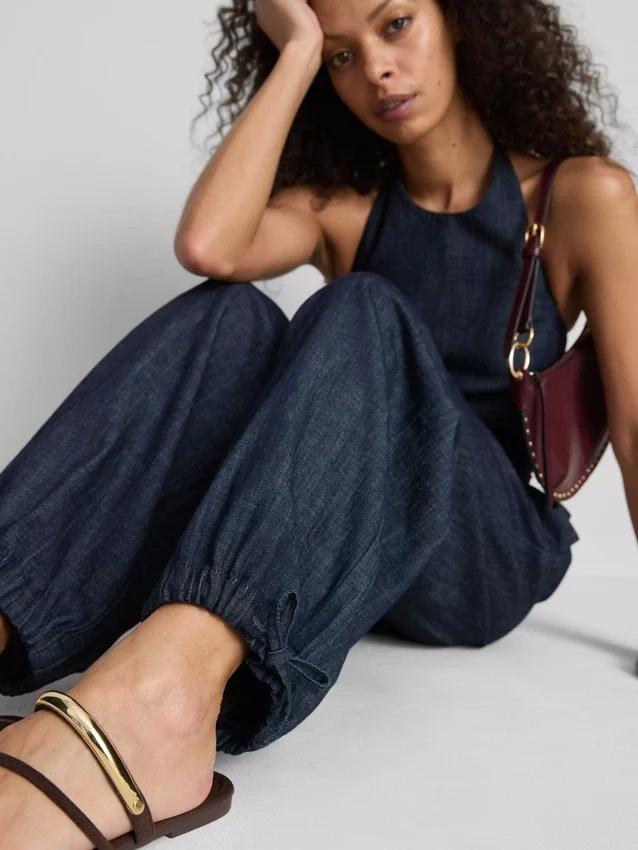 Paula Echevarrían puuvillapitoiset denim-harem-housut