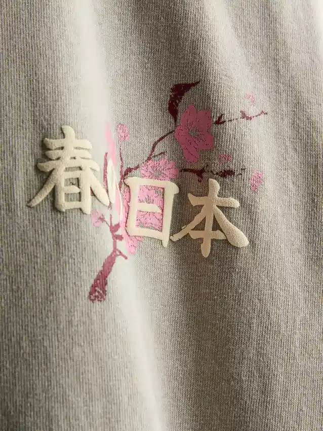 Pesetty japanilaisaiheinen graafinen t-paita