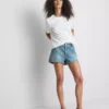 Puuvilladenim-minishortsit