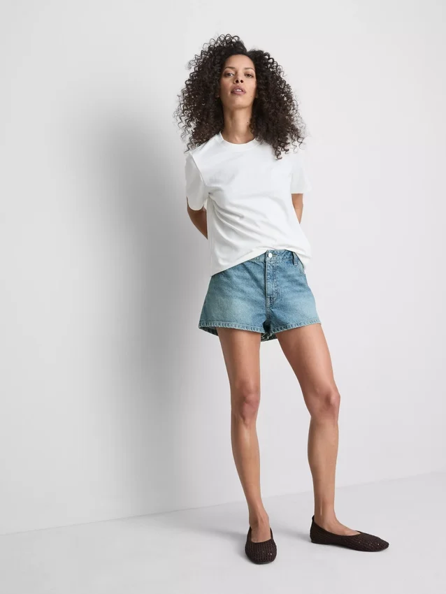 Puuvilladenim-minishortsit