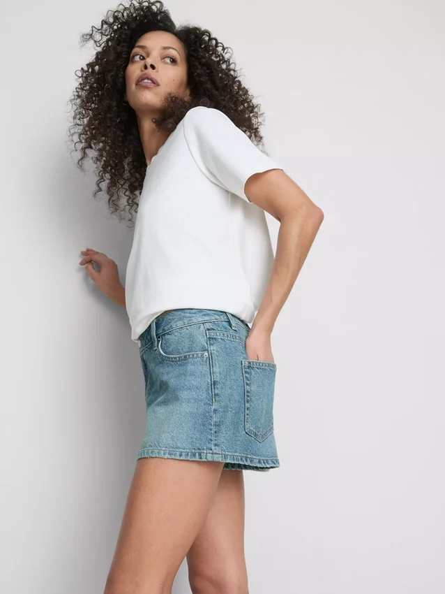 Puuvilladenim-minishortsit