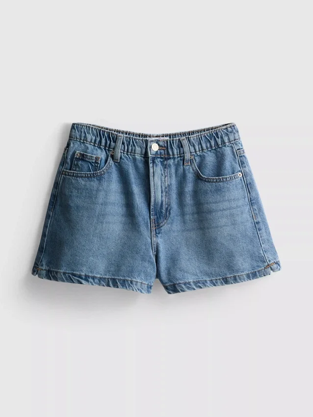 Puuvilladenimiset A-linjaiset shortsit