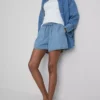 Puuvilladenimiset jogger-shortsit