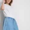 Puuvilladenimiset jogger-shortsit