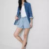 Puuvilladenimiset jogger-shortsit