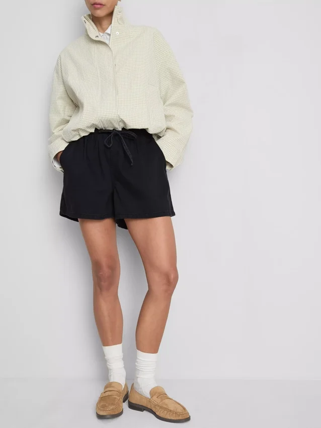 Puuvilladenimiset jogger-shortsit
