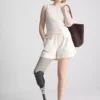 Puuvilladenimiset jogger-shortsit