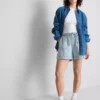 Puuvilladenimiset jogger-shortsit