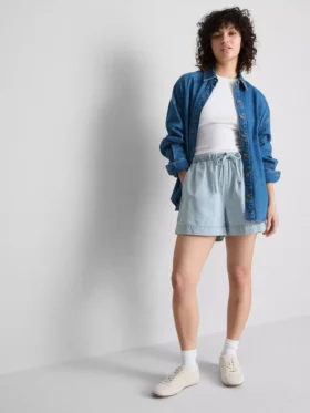 Puuvilladenimiset jogger-shortsit