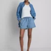 Puuvilladenimiset jogger-shortsit