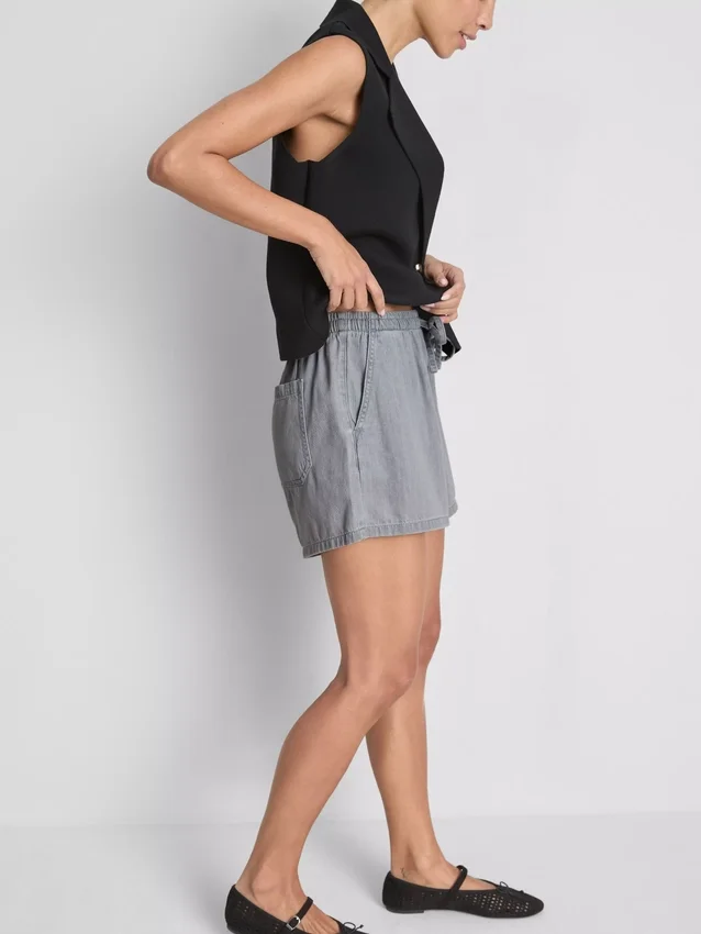 Puuvilladenimiset jogger-shortsit