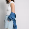 Puuvilladenimiset jogger-shortsit