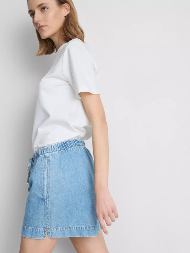 Puuvilladenimiset jogger-shortsit