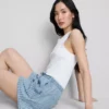 Puuvilladenimiset jogger-shortsit