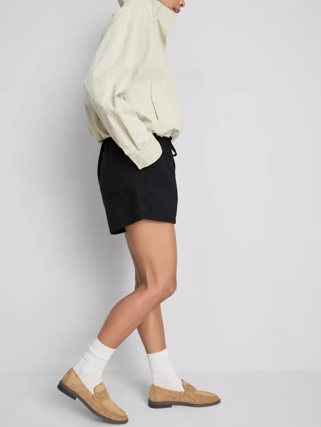 Puuvilladenimiset jogger-shortsit