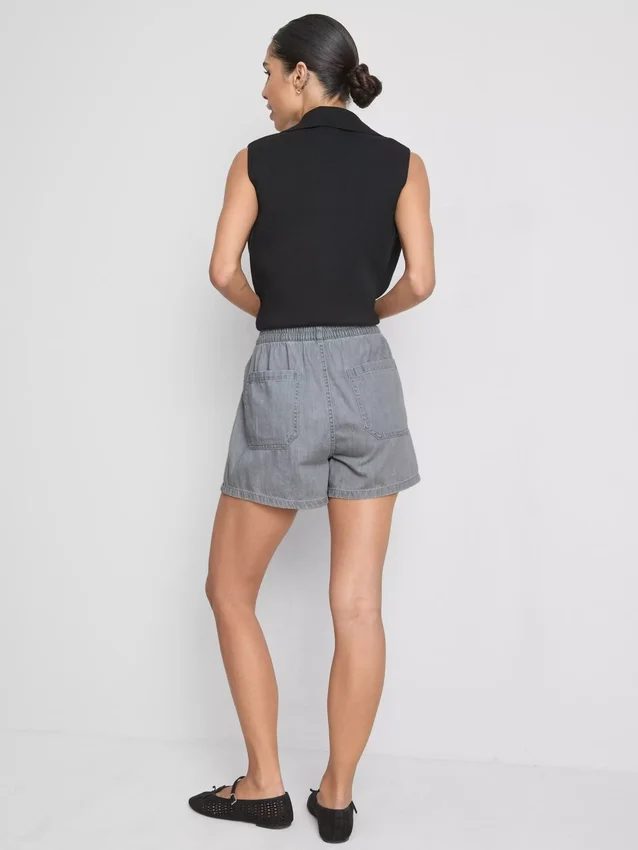 Puuvilladenimiset jogger-shortsit