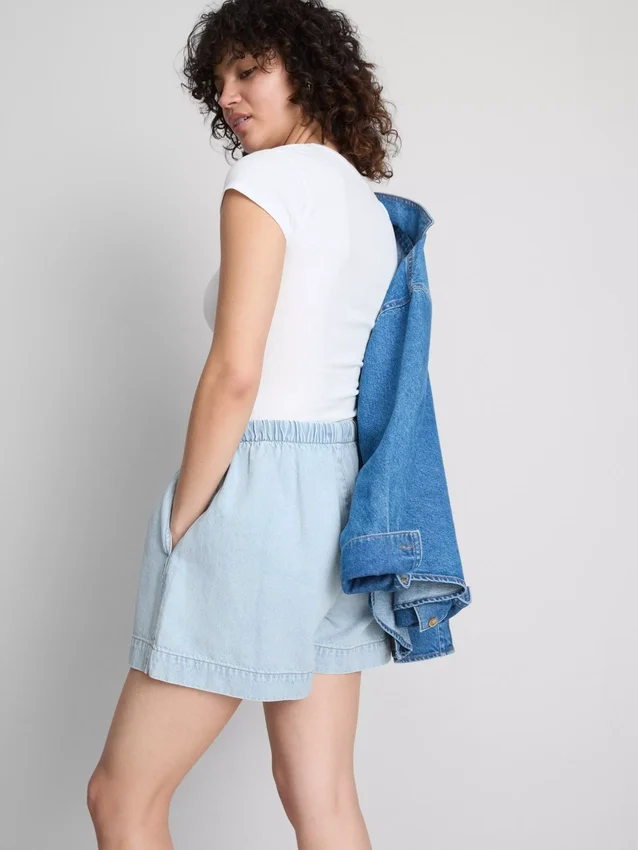 Puuvilladenimiset jogger-shortsit