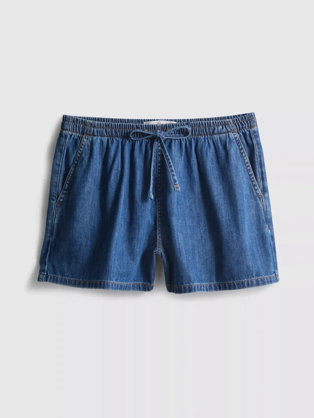 Puuvilladenimiset jogger-shortsit