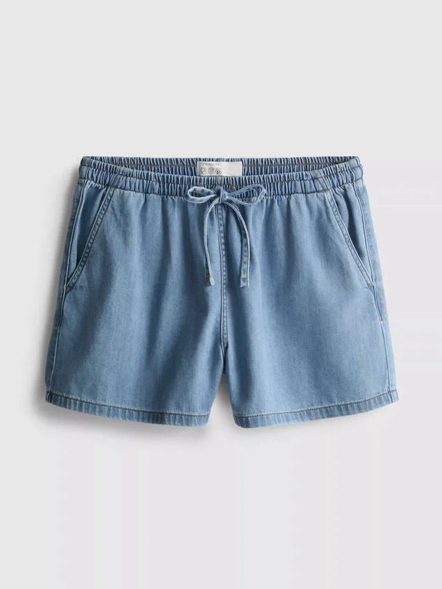 Puuvilladenimiset jogger-shortsit