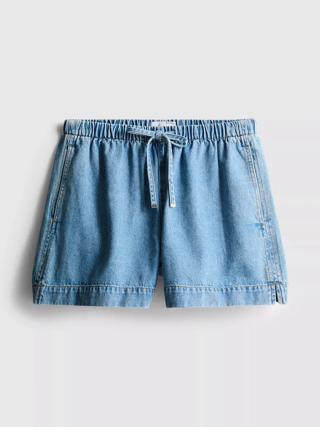 Puuvilladenimiset jogger-shortsit