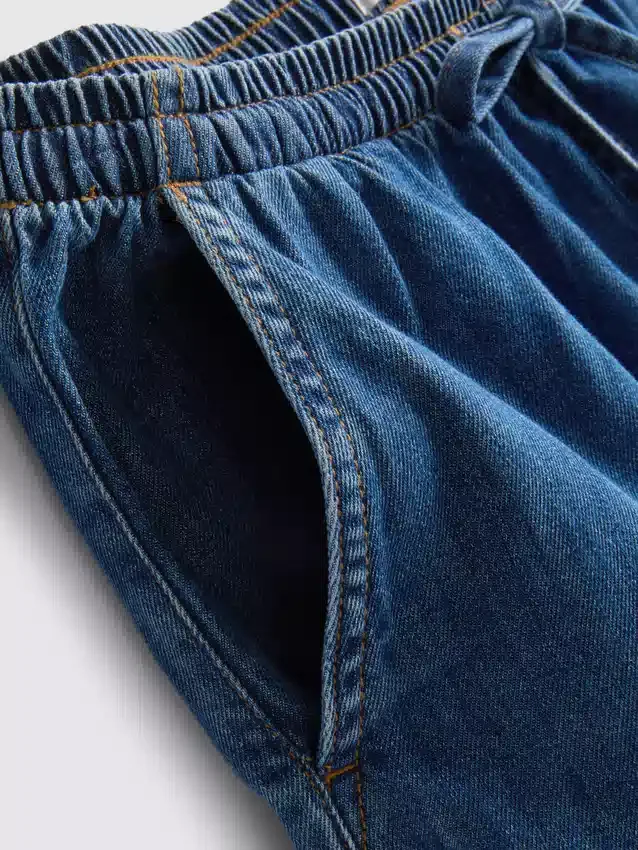 Puuvilladenimiset jogger-shortsit