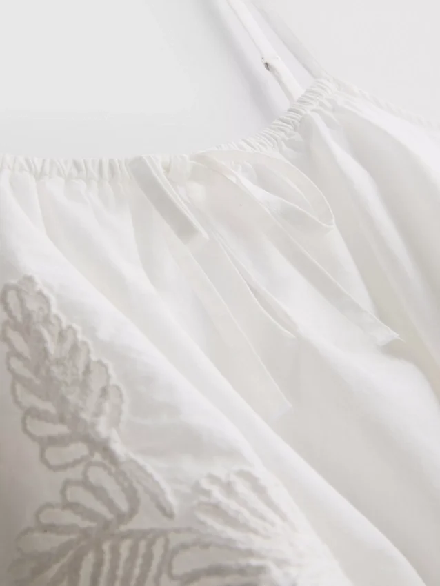 Puuvillainen brodeerattu lyhyt cami-toppi
