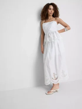 Puuvillainen, brodeerattu peplum-helkainen cami-toppi