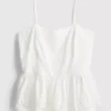 Puuvillainen, brodeerattu peplum-helkainen cami-toppi